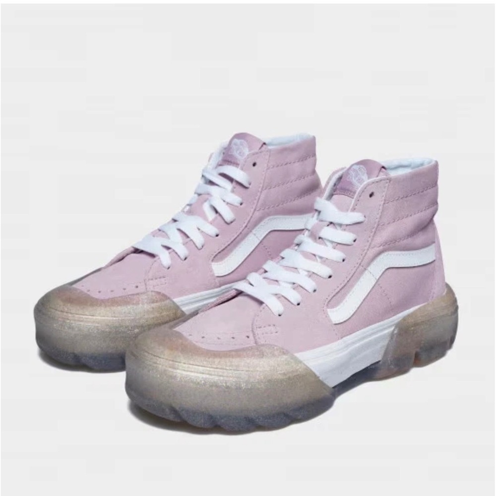 Vans Sk8-Hi Stacked Lavender Purple Orchid Glitter Platform Sneakers W 8 M 6.5